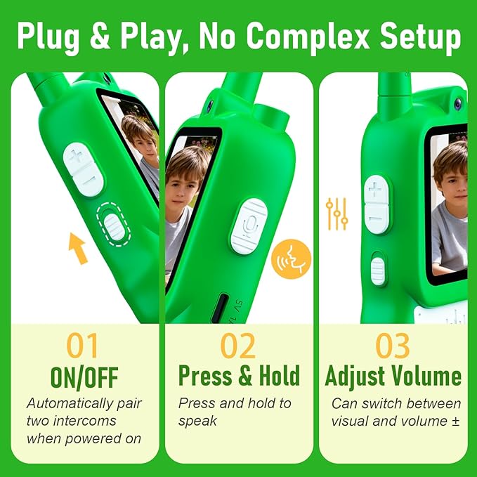 Lapare Video Walkie Talkies for Kids, 2 Pack Rechargeable Walkie Talkies with HD Color Screen, Real-time Video, Outdoor Camping Toys & Birthday Gifts for Boys