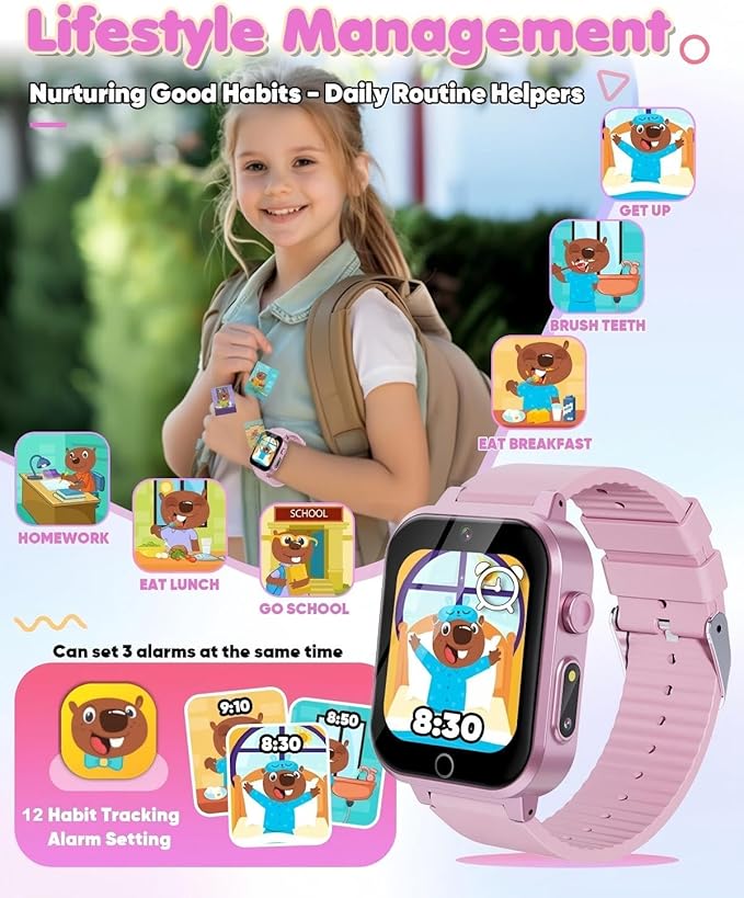Kids Smart Watch for Girls Age 3-12 with 35 Puzzle Games, HD TouchScreen Smart Watch for Kids with Dual Camera, Video Player, Learning Card, Toddler Christmas Birthday Gifts Toy for Girls 5 6 7 8 9 10