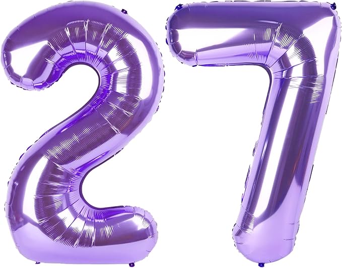 40 Inch Purple Number 27 Digital Balloon,Jumbo Mylar Foil Helium Balloon for 27 Balloons for Birthday Party,Wedding Anniversary Party Decorations