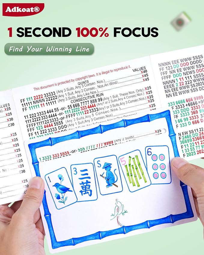 Adkoat® 4PCS Mahjong Line Finder - Large Overlays & Thickened Mah Jong Card Line Reader Tracker - Warterproof & Portable Guided Ruler Marker Reading Tool - Mah Jongg Accessories and Gifts for Beginner