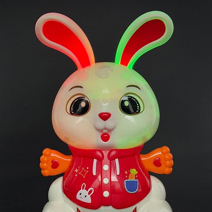 Alomejor Electric Dancing Toy, 360 Degree Rotating Dancing Bunny Pet Electronic Toy with Light and Music for Children