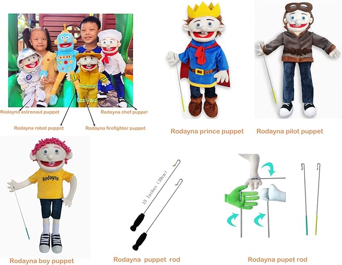 25", Rodayna Pilot Puppet, Full Body, Ventriloquist Style Puppet,Hand Puppet with Movable Mouth for Kids and Adults,Unique.