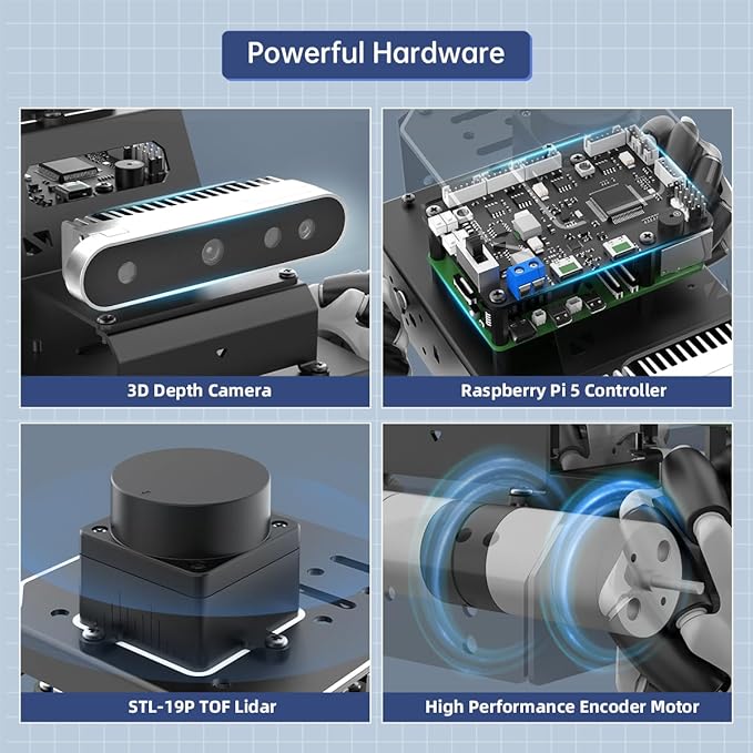 HIWONDER Robot Car with ChatGPT Large AI Models, 3D Depth Camera Mecanum-Wheel Chassis ROS2-HUMBLE Lidar SLAM Mapping Navigation Autonomous Driving, MentorPi M1 Advanced Kit with Raspberry Pi5 8GB