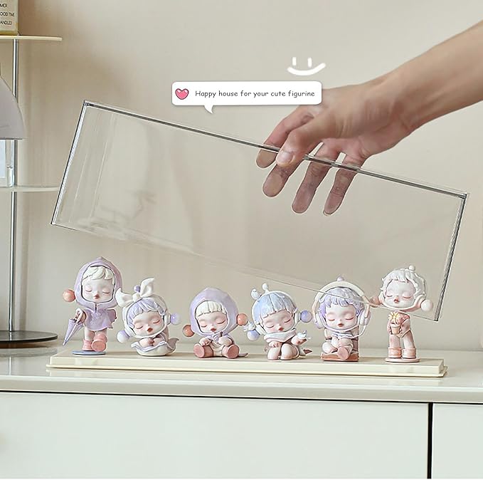 Clear Display Case for Figures，Acrylic Display Case for Doll Toy Collectibles, Action Figures, Miniature Figurines Dustproof Protection Storage & Organizing（11.8" L x 3.07" W x 4.13" H）