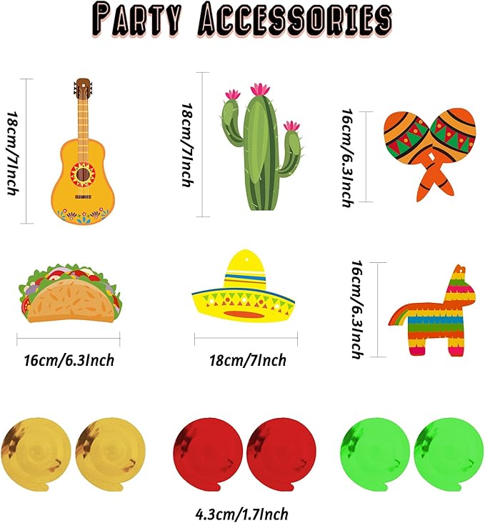 Mexico Party Decorations, Fiesta Paper Fans Pom Poms Picado Banner Pennant Garland String Hanging Swirls Decorations for Mexican Fiesta Cinco De Mayo Taco Themed Birthday Party Supplies