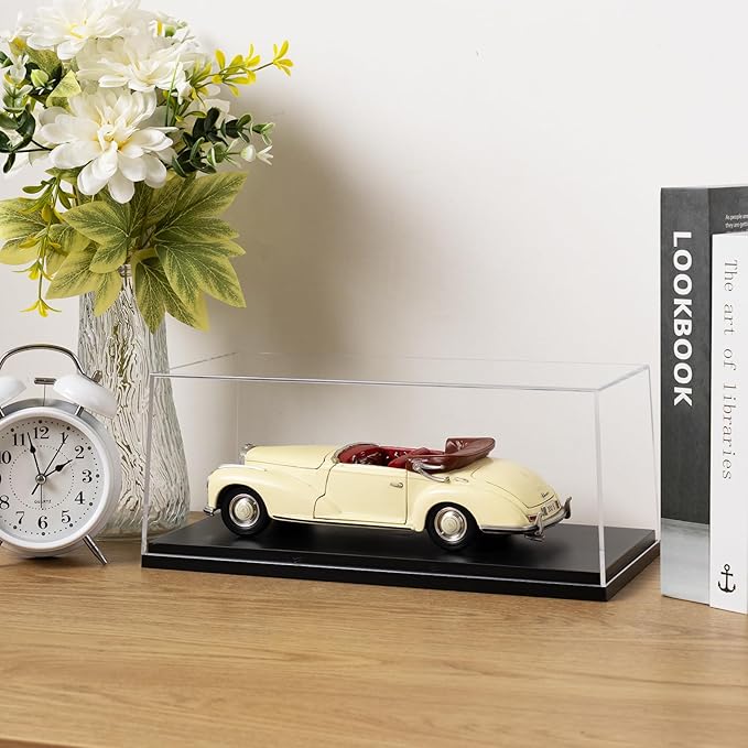 1:18 No Assembly Diecast Display Case with Plastic Base - Acrylic Model Car Display Boxes - Dustproof Showcase for Collectibles Memorabilia (1, 1:18)