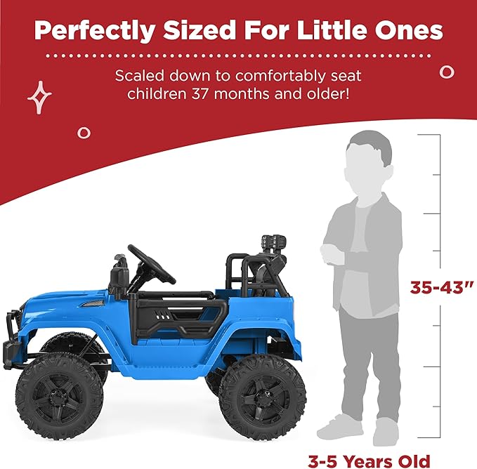 Best Choice Products 12V Kids Electric Vehicle Toy Ride On Car with Parent Remote Control for Toddlers, Seat Harness, 61 lbs Weight Capacity, Locking Doors, Spring Suspension, Bluetooth - Light Blue