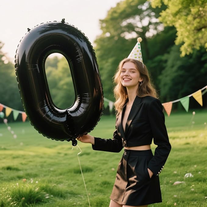 40 Inch Black Large Numbers Balloons 0,Number 0 Digital 0 10 20 30 Helium Balloons,Foil Mylar Big Number Balloons for Birthday Party supplies Decorations