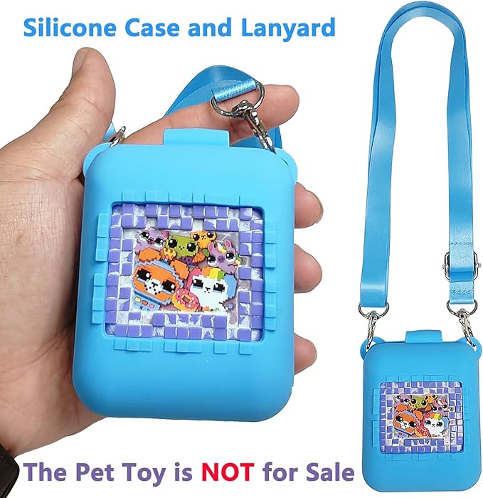 JCHPINE Hard Carrying Case and Silicone Cover for Bitzee Interactive Toy Digital Pet, Accessories Case for Bitzee Virtual Electronic Pets Original 15 Animals (Blue)