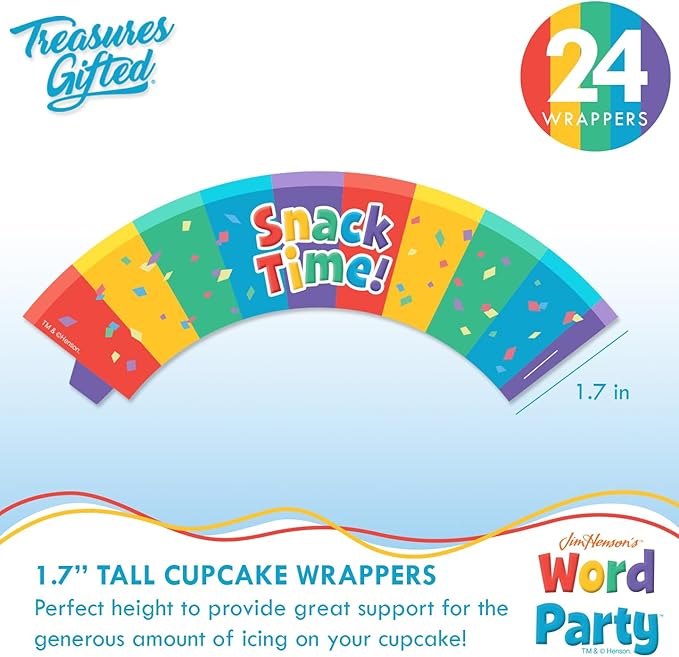 Jim Henson's Word Party Cake Topper Set - (1) Cake Topper & (24) Cupcake Toppers & Wrappers - Birthday Party Supplies