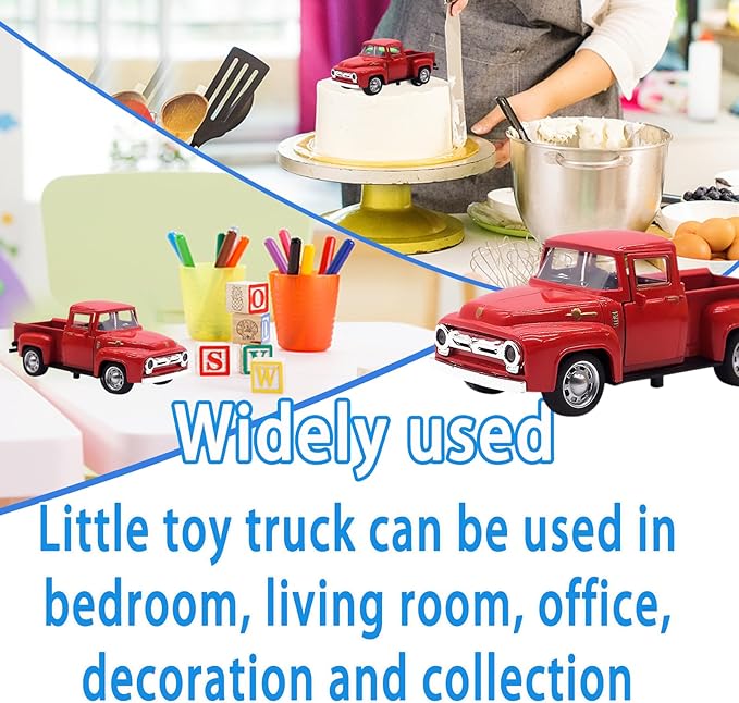 Little Red Truck Toy for Toddlers 2 3 4 5 6 7 8 Year Old Boys Girls,1:32 Alloy Toddlers Car Toy Driveable,Car Door Can Open,Toy Trucks for Kids Easter Christmas Birthday Gifts