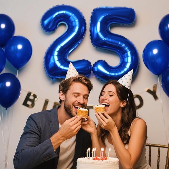 40 Inch Navy blue Number 25 Digital Balloon,Jumbo Mylar Foil Helium Balloon for 25 Balloons for Birthday Party,Wedding Anniversary Party Decorations