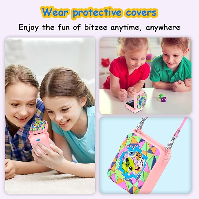Silicone Case for Bitzee Magicals Digital Pet, Skin Sleeve for Bitzee Magicals Interactive Digital Pet Protective for Girls & Boys with Lanyard (Pink)