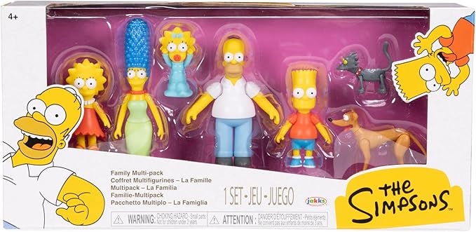Disney The Simpsons Action Figures Family Multi-Pack 2.5” Scale Figures, Includes Homer, Marge, Bart, Lisa, Maggie, Santa’s Little Helper, and Snowball II
