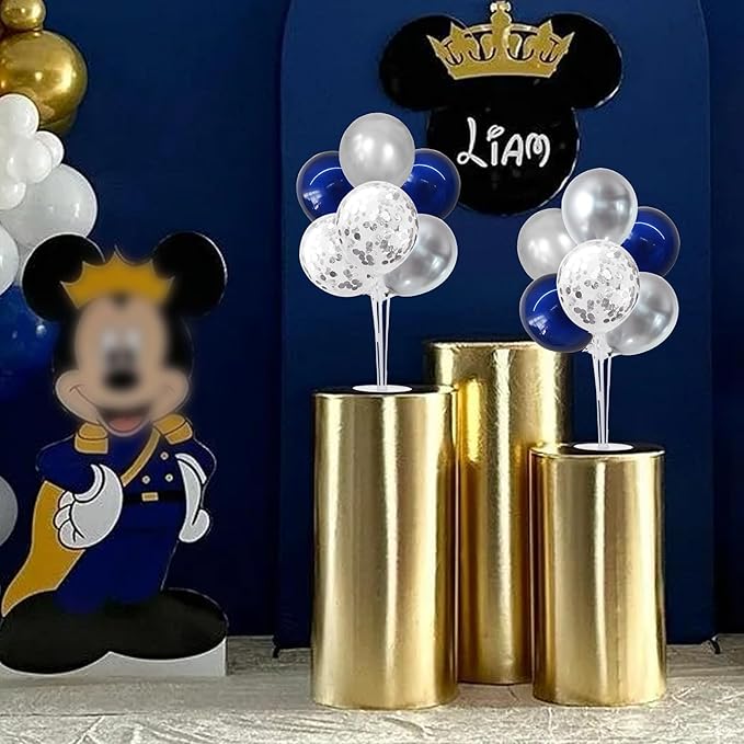 TONIFUL 6 Set Navy Blue Silver Balloon Centerpieces for Table,Balloon Arch Kit for Graduation Decorations 2026 Class of 2026 Party Decorations,New Year,Anniversary,Retirement,Birthday Decoration