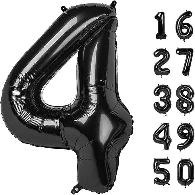 40 Inch Black Number 34 Digital Balloon,Jumbo Mylar Foil Helium Balloon for 34 Balloons for Birthday Party,Wedding Anniversary Party Decorations