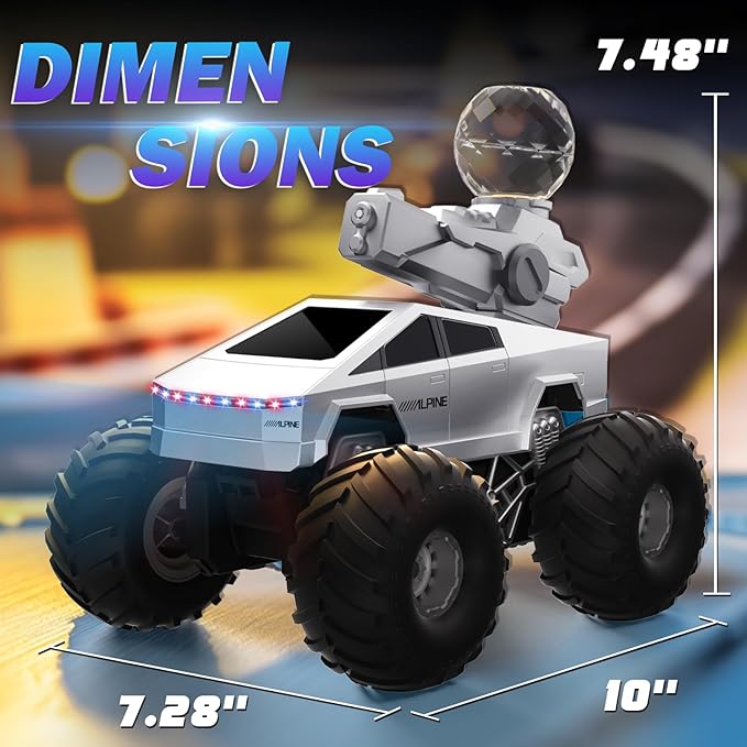 1:16 Amphibious RC Car - Waterproof Remote Control Monster Truck for Land & Pool, Water Squirt Tank, LED Lights - Birthday Gift for Kids & Adults