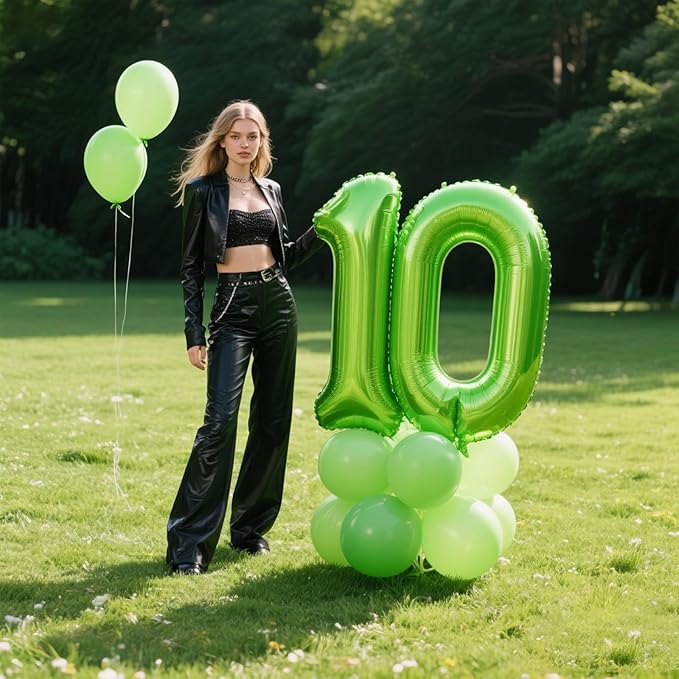 40 Inch Light Green Balloon Number 0 Balloon,Jumbo Mylar Foil Helium Balloon for 10 20 30 40 50 60 70 80 90 100 2025 Birthday Digital Balloons for Birthday Party,Wedding Anniversary Party Decorations