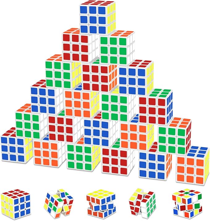 Mini Cube Puzzle Party Favors for Kids: 28 Pack 1.18in 3x3 Magic Cube School Rewards & Classroom Prize for Students - Birthday Valentines Easter Stress Relief Toys Goody Bag Filler Gifts