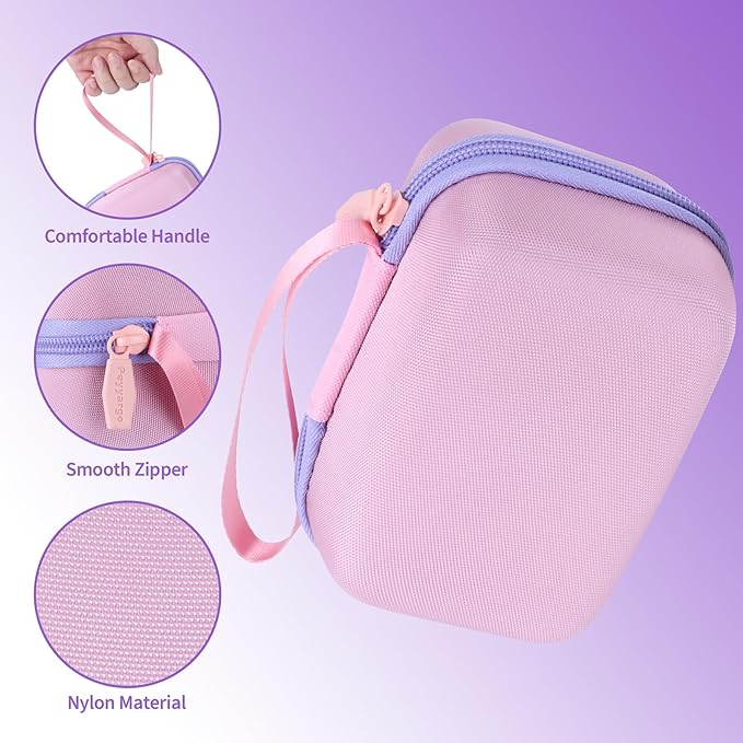 Storage Case Compatible with Yoto Mini Kids Audio Player Travel Device Plays Stories Music Podcast Radio Speaker (Pink + Purple Zipper)