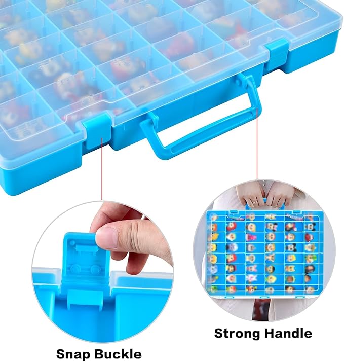 Display Case Compatible with Disney Doorables Collectible Mini Figures/ for MGA Entertainment Miniverse. Toys Storage Organizer Container for Multi Peek/ for Village Peek Characters (Box Only)- Blue