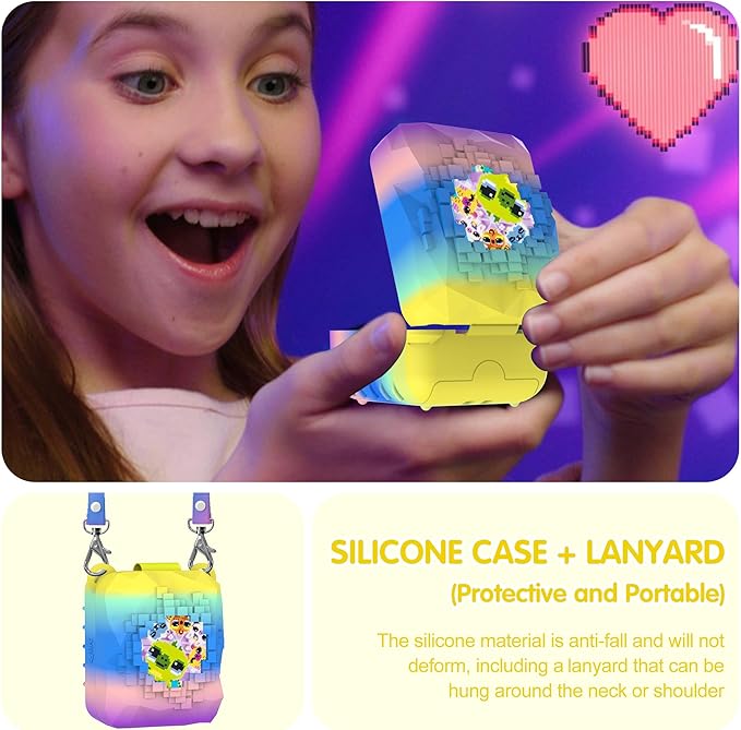 Silicone Case for Bitzee Magicals Interactive Toy, Anti-Scratch, Washable, Shockproof Silicone Protective Cover for Bitzee Magicals Interactive Toy Accessories with Lanyard - Colorful