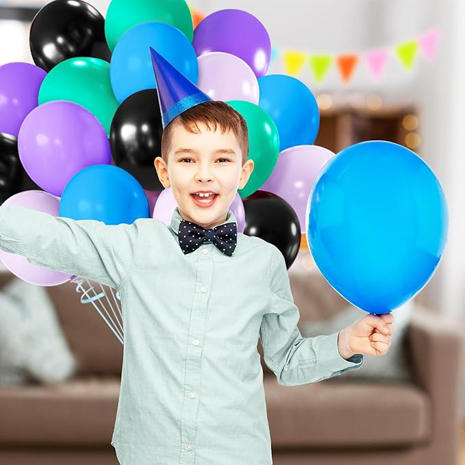 Boys Girls Video Game Balloons, 50pcs 12inchs Black Purple Teal Blue Balloons, Party Balloons for Boys Girls Video Game Birthday Baby Shower Party Decorations Party Supplies