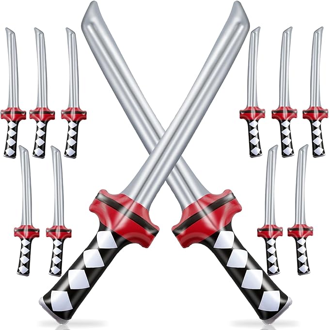 12 Pcs Inflatable Ninja Samurai Sword, Inflated Katana Sword Toy, Blow Up Ninja Swords for Party Favors Cosplay Samurai Theme Party