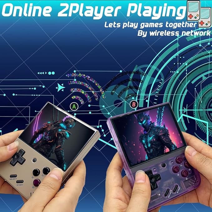 Miyoo Mini Plus OnionOS Handheld Game Console 3.5-inch 640*480 Screen 3000mAh Miyoo-mini+ with Portable Case Transparent Purple