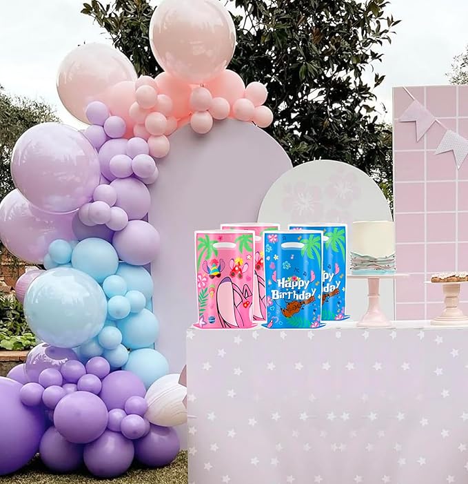 30Pcs Pink Blue Cartoon Animation Luau Party Gift Bags Birthday Theme Party Decoration Supplies for Kids Boy Girl
