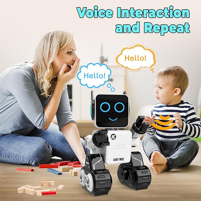 okk Robot Toys for Kids, Programmable Remote Control Robot, Interactive Toys with Coin Bank, LED and Tray, Walking Talking Singing Dancing Gift for Boys Girl（White）