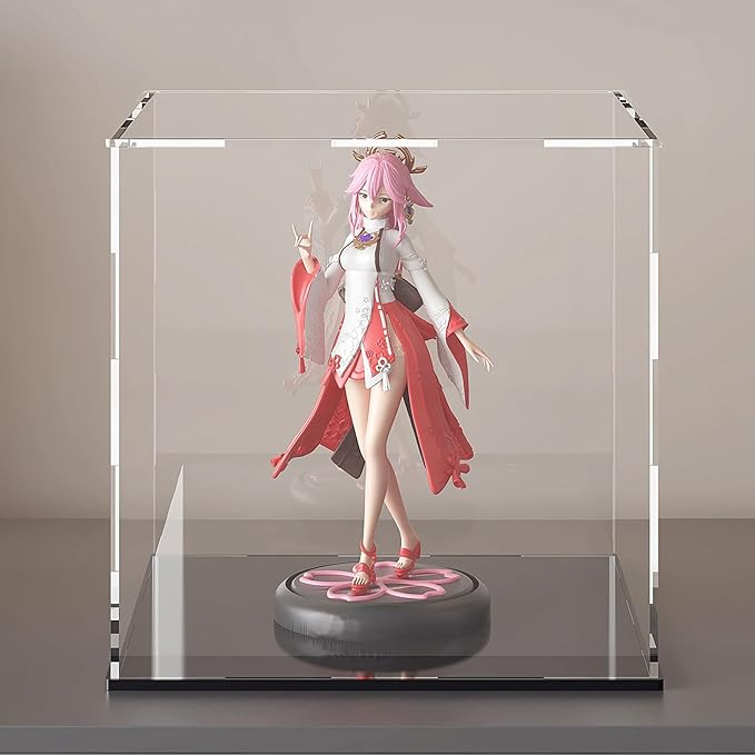 Acrylic Display Case for Collectibles and Toys, Versatile Clear Acrylic Display Box with Black Base for Action Figures and Trophy, 7x7x11-inch