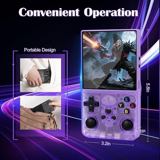 S600 Retro Handheld Game Console - 4.0 inch IPS HD Screen, 128GB Memory, Over 18,000 Classic Games, 3500mAh Battery Retro Gaming Console, Portable Linux System(Purple)