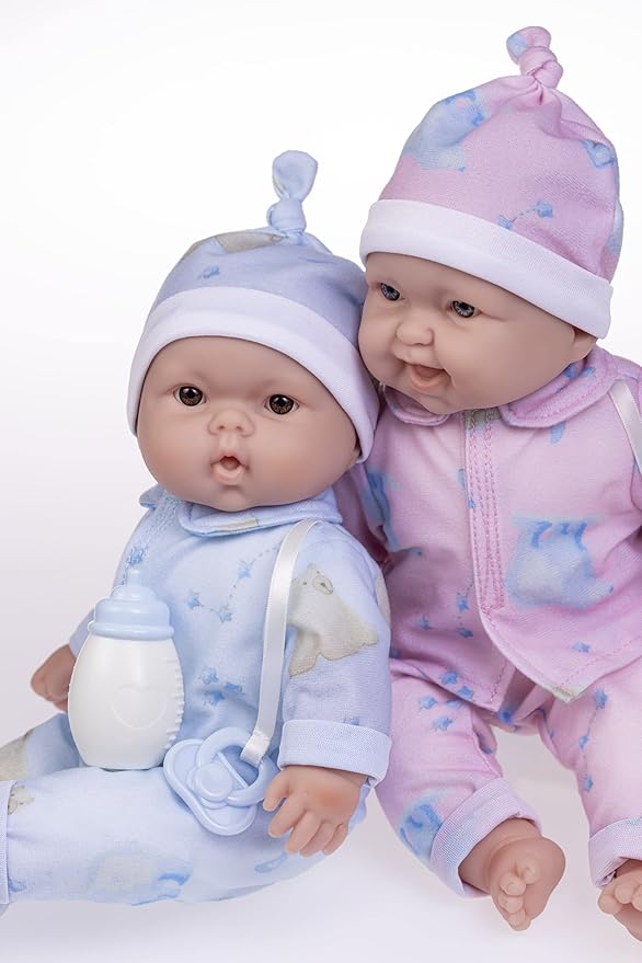 Twins 13" Realistic Soft Body Baby Dolls | JC Toys - Berenguer Boutique | Twins Gift Set with Removable Outfits and Accessories | Pink and Blue | Caucasian | Ages 2+