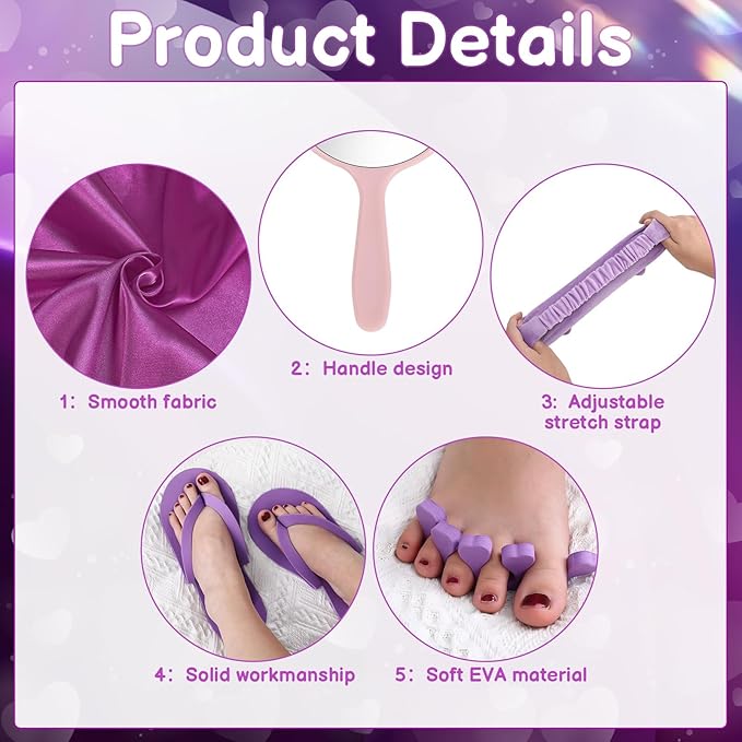 122 Pcs Purple Girls Spa Party Kit, 10-Pack Slumber Party Favors with Satin Robes, Tote Bags, and Nail Salon Accessories for Kids Spa Birthday, Halloween, Home Party Supplies