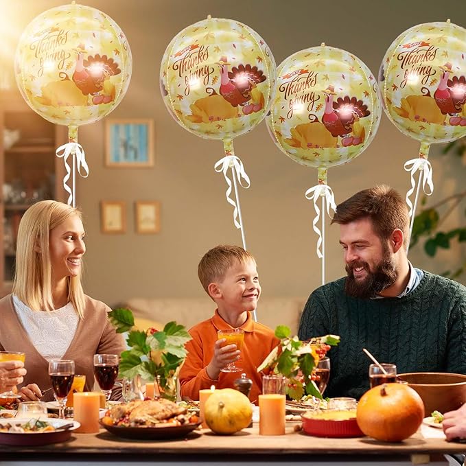 KALOR 22 Inch Thanksgiving Fall Turkey Balloons, 10 Pcs Orange Large 4D Autumn Foil Balloon for Thanksgiving Party Decorations Supplies