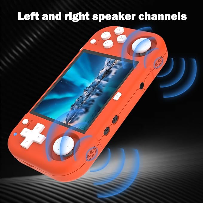 XU MINI M Retro Handheld Game Consoles, 2.8 inch IPS Screen, Built-in 64G TF Card, with 2600 mAh Battery Life 6 Hours with Case Orange