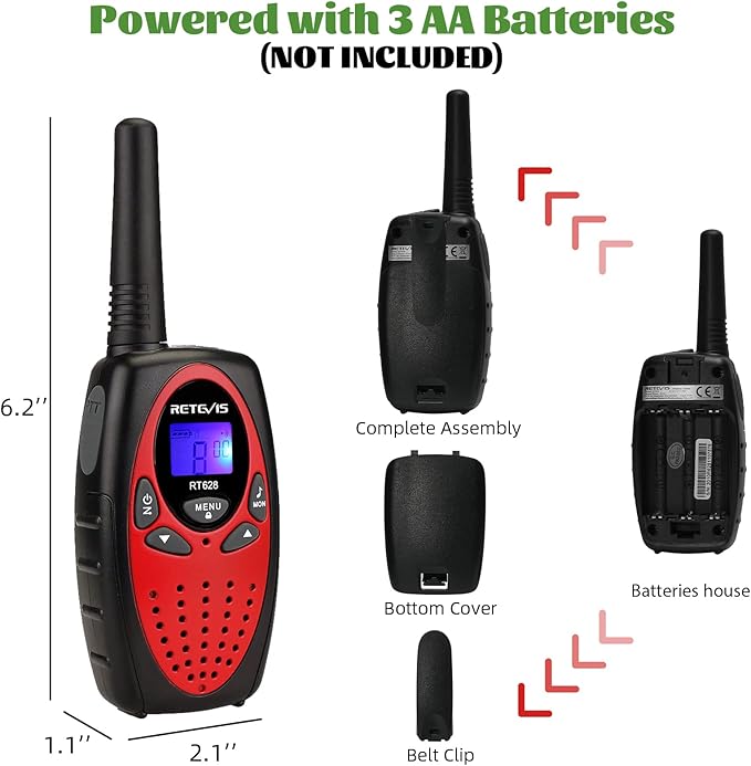Retevis RT628 Walkie Talkies for Kids Bundle with RT15 Walkie Talkies for Adults, Portable FRS Two Way Radios for Camping Hiking Adventure, Mini Kids Toys