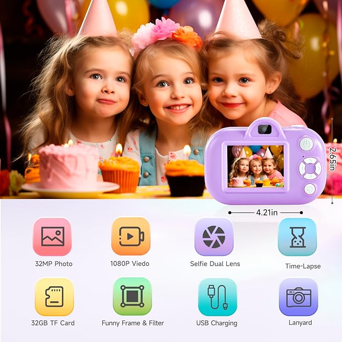 Kids Camera 3 4 5 Years Old Girl Toys, Kid Digital Cameras for Girl, 1080P Toddler Camera Age 4, Girls Toys Age 6-8, Toddler Toy