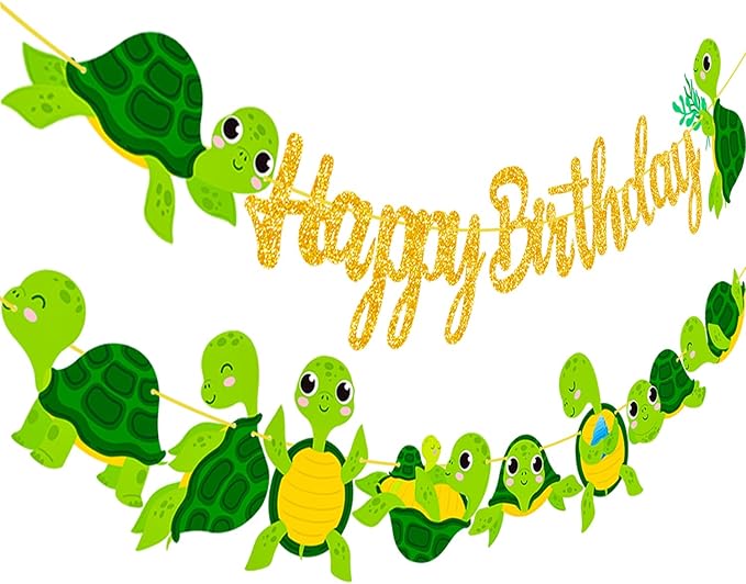 Sea Turtle Birthday Party Banner Baby Turtle Birthday Party Decorations 2Pcs Turtle Cutout Banners Ocean Sea Turtle Party Decoration for Under The Sea Baby Shower Supplies