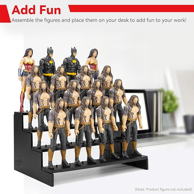 SIXPOINTS 6 inch Action Figure Display Shelf With Peg,4 Tier Toy Collectibles Organizer, Compatible with 1/12 Marvel Legends /DC/ GI Joe/ MOTU Figure Toy (6 inch-Black)