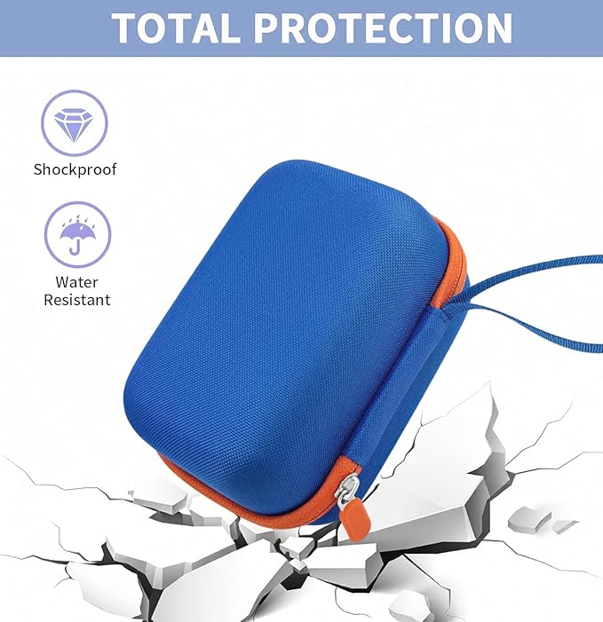 Hard Carrying Case and Silicone Cover for Yoto Mini, Protective Travel Carrier for Kids and Adventure Jacket with Card Pouch 3 in 1 Accessories Set for Yoto Mini Player, Blue