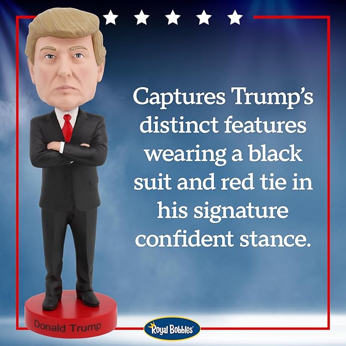 Royal Bobbles Donald Trump, 45th President of The United States – 8 Inches Tall – Collectible Bobblehead Statue