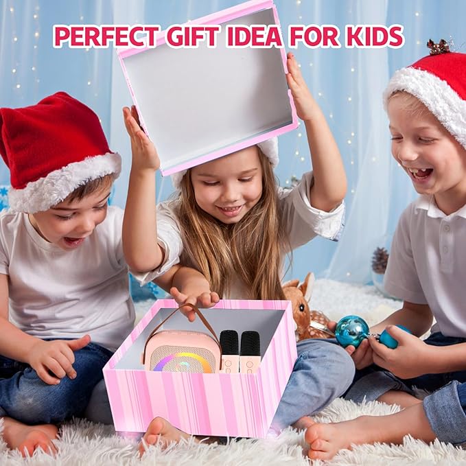Mini Karaoke Machine for Kids Adults, Christmas Birthday Gift for Girls Age 3-12, Portable Bluetooth Karaoke Speaker with 2 Wireless Microphone, Girls Toys for 4, 5, 6, 7, 8, 9, 10, 11, 12+ Years Old