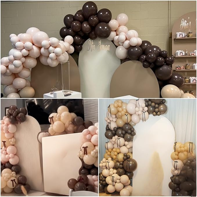 Pink and Brown Balloons Light Pink Coffee Brown Beige Balloons 12inch White Sand Balloon Bear Baby Shower Birthday Party Decorations Latex Helium Balloon for Arch Bridal Boho Decor