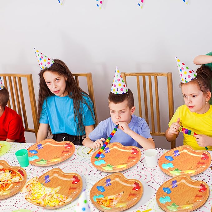 Honeydak 50 Pcs Art Birthday Party Decorations Paint Palette Shaped Paper Plates Bulk Art Plates for Paint Themed Party Decorations Supplies for Dessert Food Tableware Home Artists Baby Shower Favors