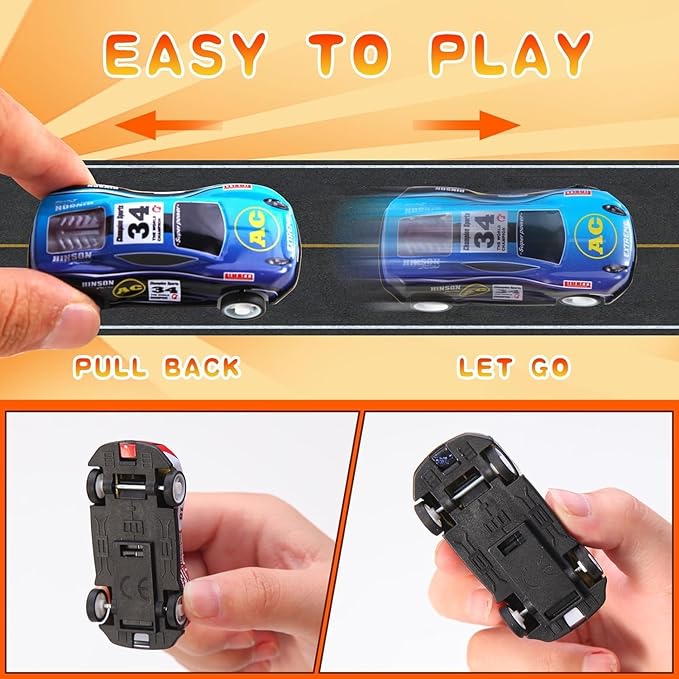 100 Pack Pull Back Cars for Kids, Mini Vehicles Toy Bulk Party Favor Race Cars Toys, Goodie Bag Stuffers, Pinata Fillers for Boys Girls Toddlers (100)