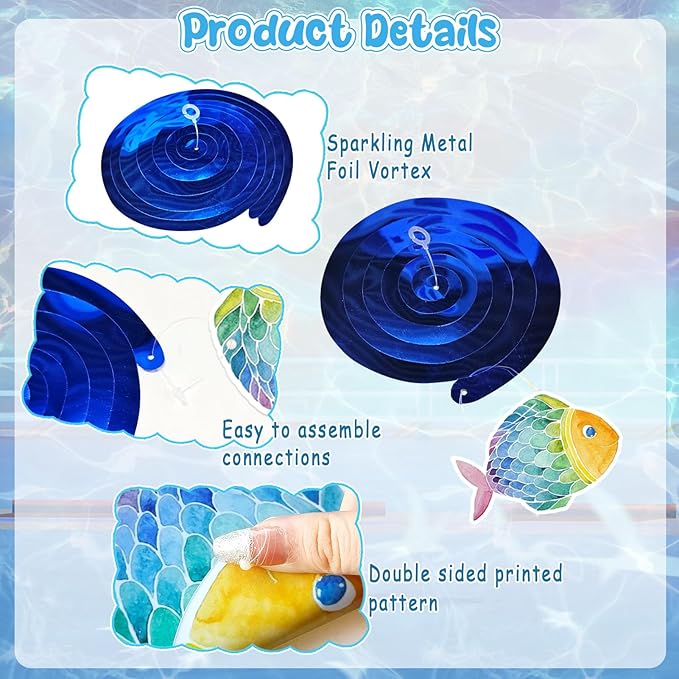 36Pcs Tropical Fish Hanging Swirl Under The Sea Party Birthday Decor Sea Animals Ocean Themed Fish Birthday Party Swirls Streamers Supplies for Boys Girls Mermaid Creatures Baby Shower Decorations