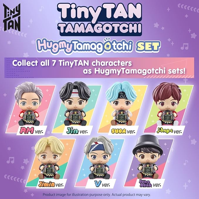 Tamagotchi Nano x TinyTAN - Jungkook ver., Hugmy Tamagotchi Vinyl Figure and Tamagotchi Nano Electronic Pet