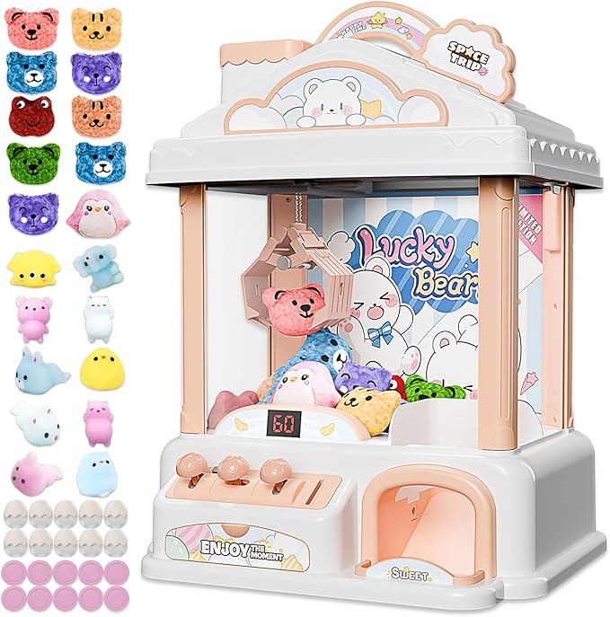 Claw Machine for Kids, Snow Bear Theme Mini Vending Machine for Girls Age 6-8, Candy Grabber Dispenser Toy Machine for Boys, Girl's Birthday Gifts for Age 3+, Fun Toys Perfect for Family, Party